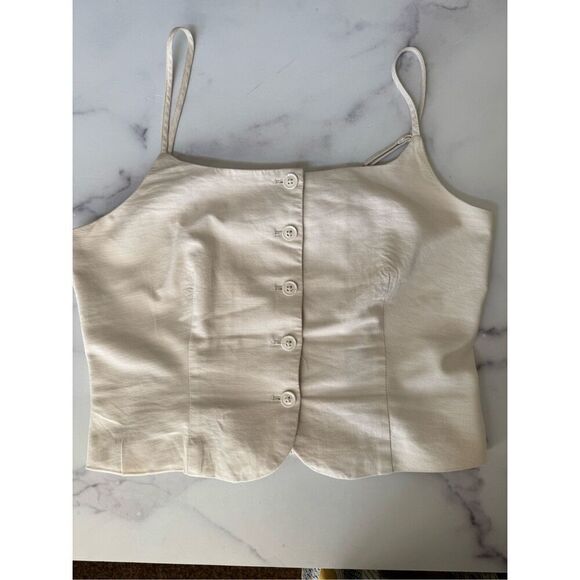 A new day small cropped button up cream cottage - Picture 4 of 8